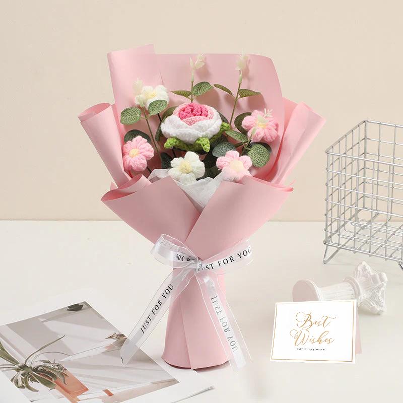 🔥【Offre spéciale pour la fête des mères !】🔥Bouquet de fleurs délicates au crochet, fait mai