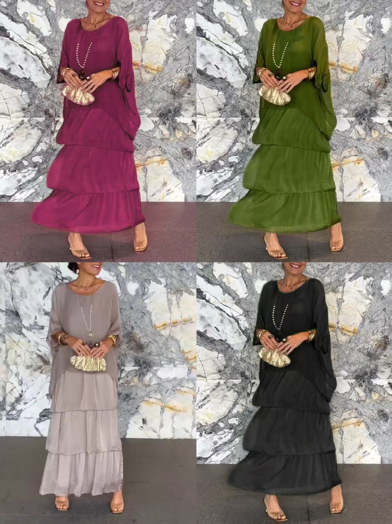 🌺 50 % DE RÉDUCTION💐Élégante robe en maille à col rond et motif floral
