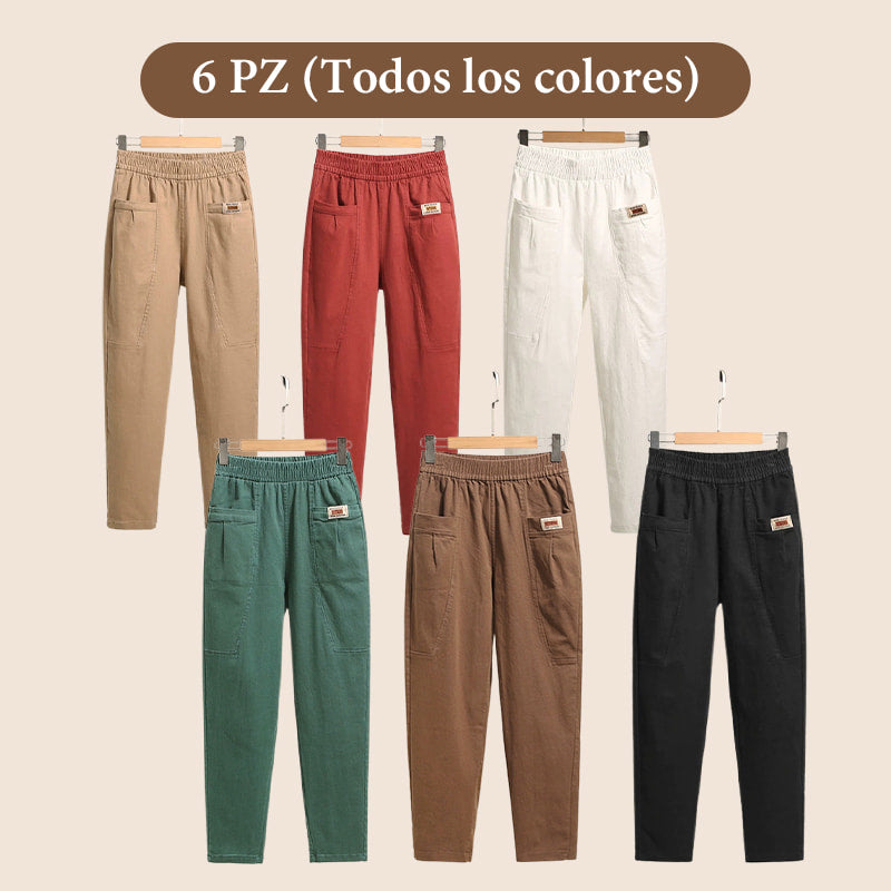💝Pantalones de Algodón para Mujer con Cintura Elástica - ENVÍO GRATIS