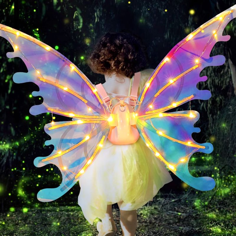 Ailes De Fée LED électriques – Papillon Lumineux – Musique Intégrée – Bretelles Réglables – Cosplay, Halloween, Anniversaire