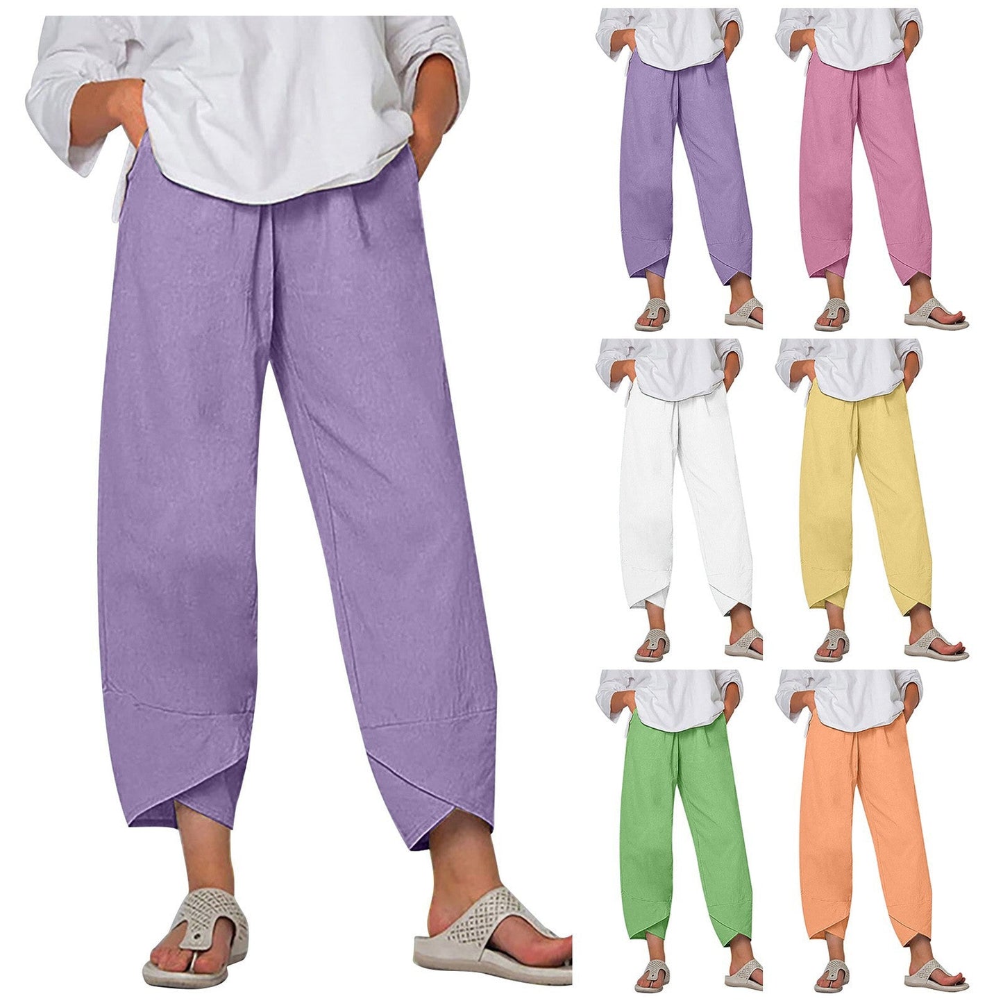 💎 -30% SUR LE PANTALON FEMME COTON & LIN ! 💎 Coupe Large, Taille Élastiquée & Respirant pour un Été Stylé