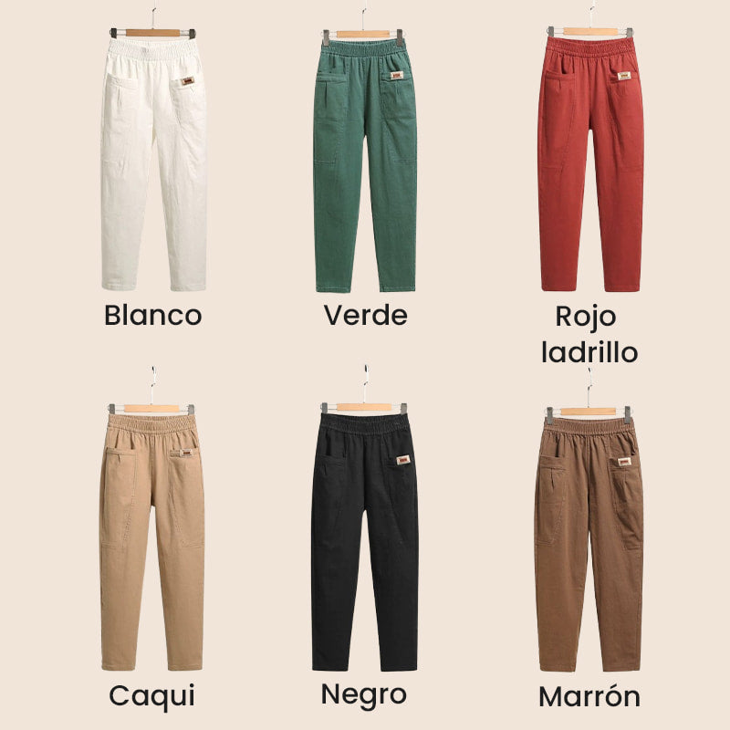💝Pantalones de Algodón para Mujer con Cintura Elástica - ENVÍO GRATIS