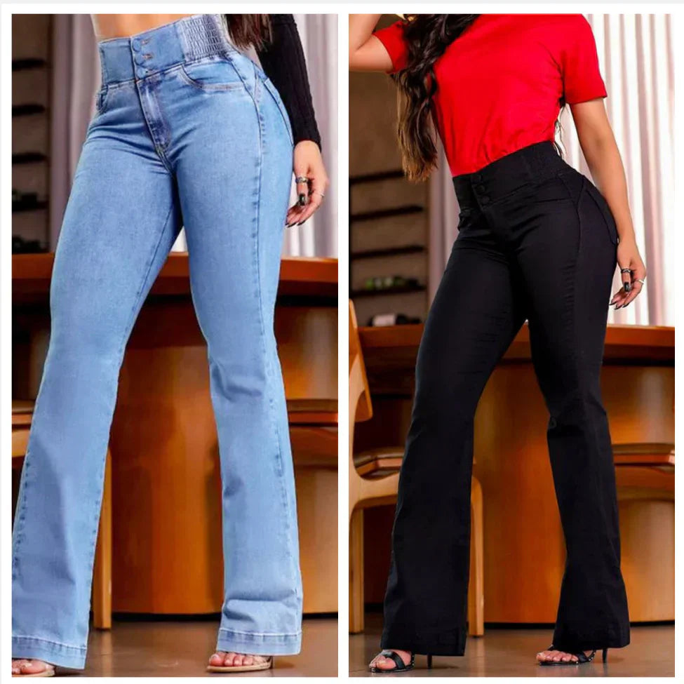 👖 Pantalon évasé taille haute extensible - Le best-seller confort ! 🔥
