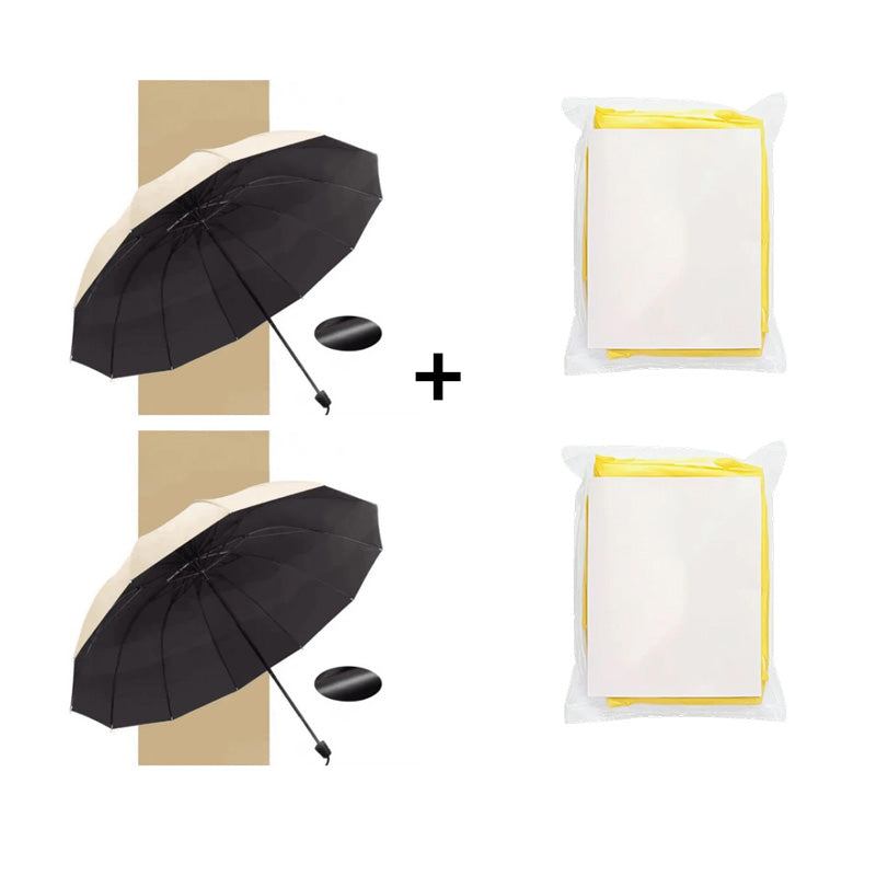 Grand Parapluie Pliable Résistant au Vent à 12 Baleines