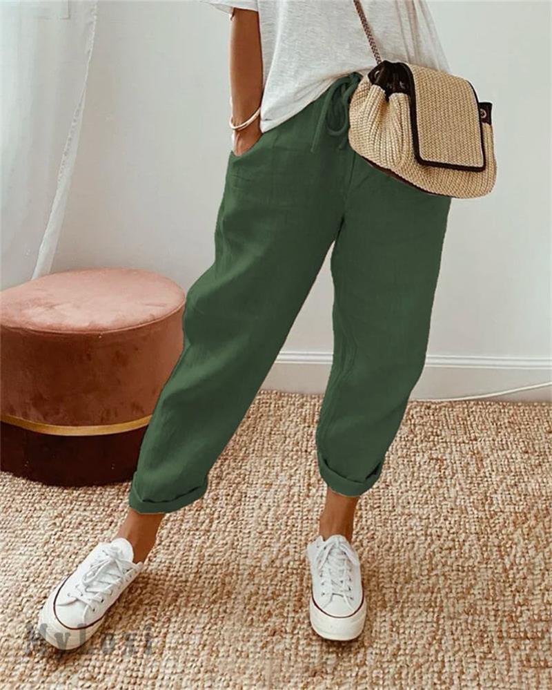 🌸Soldes d'été 50% de réduction🌸Pantalon décontracté en coton et lin pour femmes💕