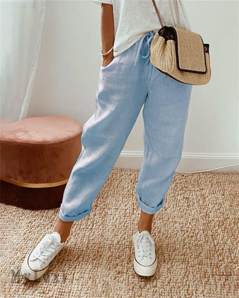 🌸Soldes d'été 50% de réduction🌸Pantalon décontracté en coton et lin pour femmes💕