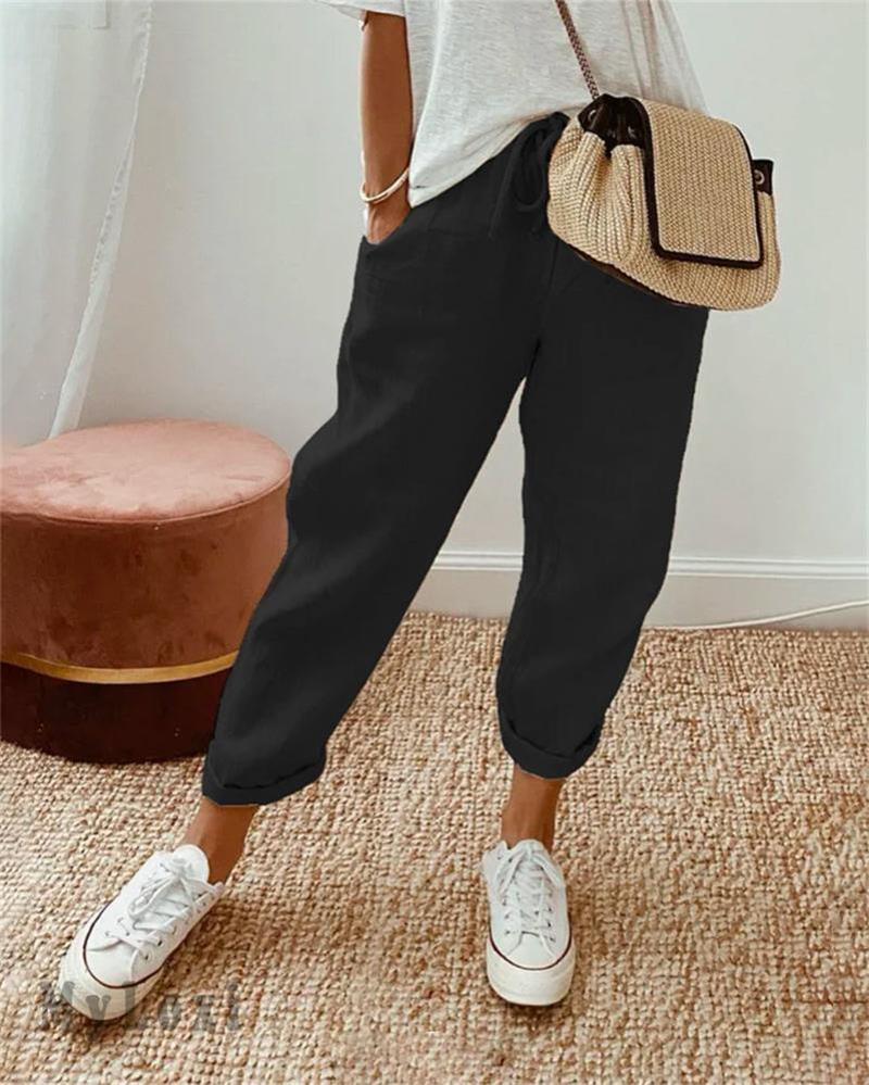 🌸Soldes d'été 50% de réduction🌸Pantalon décontracté en coton et lin pour femmes💕