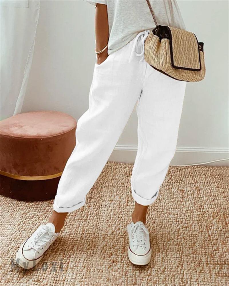 🌸Soldes d'été 50% de réduction🌸Pantalon décontracté en coton et lin pour femmes💕