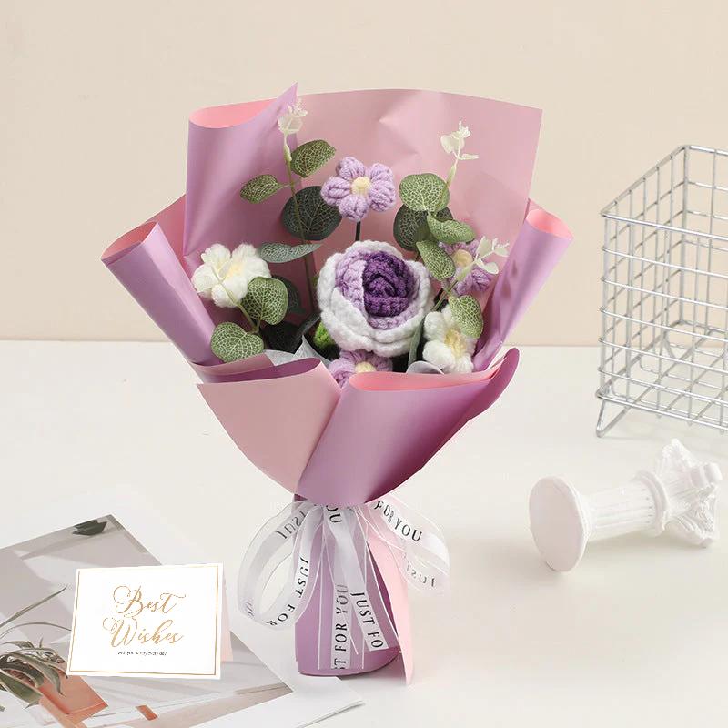 🔥【Offre spéciale pour la fête des mères !】🔥Bouquet de fleurs délicates au crochet, fait mai