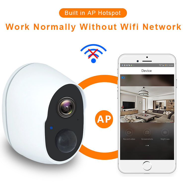 Caméra de Sécurité Domestique Intelligente Sans Fil WiFi avec Commande à Distance par Téléphone et Vidéo HD