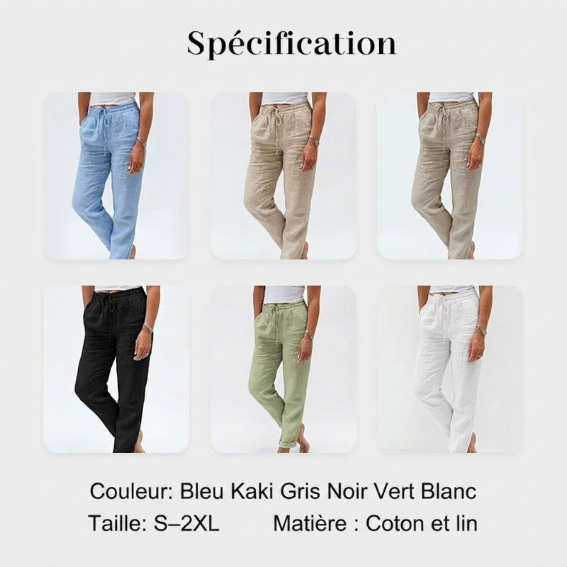 Pantalon décontracté à jambe droite de couleur unie
