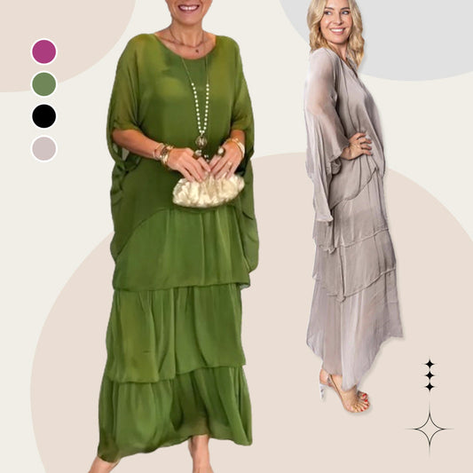 🌺 50 % DE RÉDUCTION💐Élégante robe en maille à col rond et motif floral