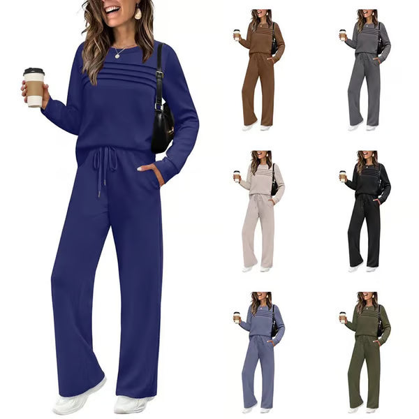 📢📢 62% de réduction !! ⏰ Ensemble Femme Confort – Haut ras du cou + pantalon à cordon ajustable 👕👖 | Doux, respirant & ultra-polyvalent ✨