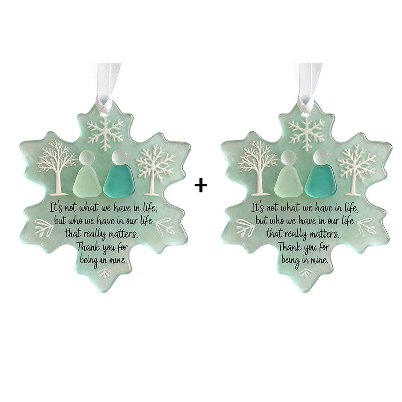 🌊 Décoration d’Amitié en Verre Marin en Forme de Flocon de Neige ❄✨ Façonnée par la nature & fabriquée à la main !