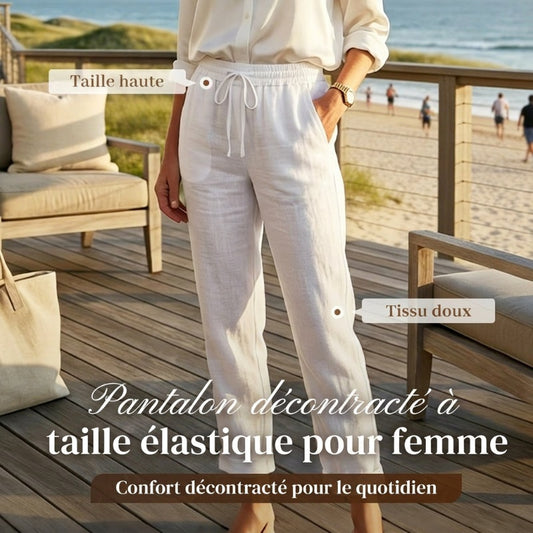 Pantalon décontracté à jambe droite de couleur unie
