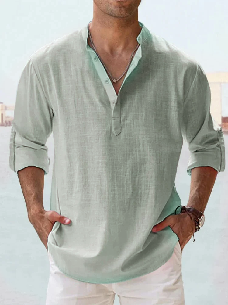 🔥50% de réduction🔥Chemise à manches longues pour hommes, en coton et lin