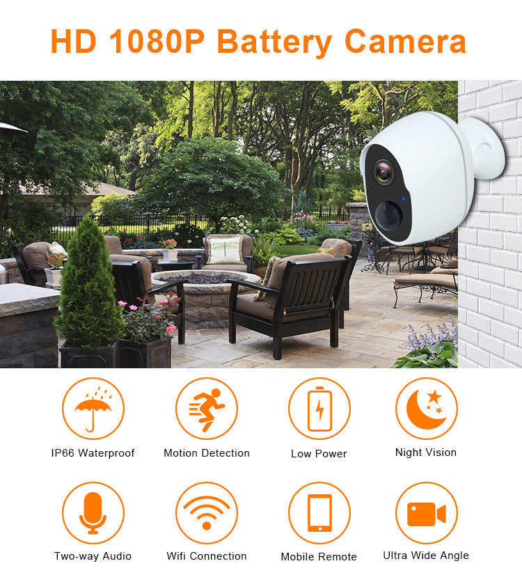 Caméra de Sécurité Domestique Intelligente Sans Fil WiFi avec Commande à Distance par Téléphone et Vidéo HD