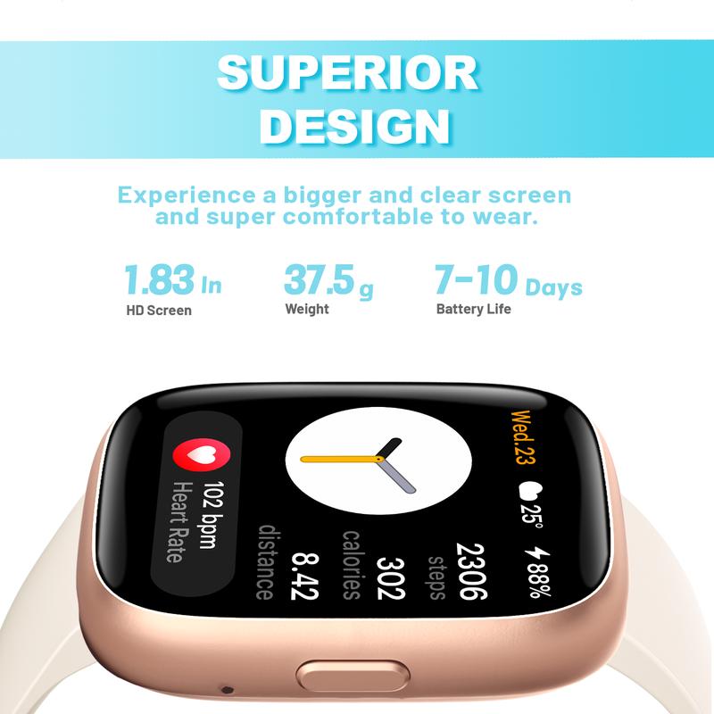 Montre connectée étanche IP68 pour femmes et hommes : bracelet d’activité, répondre/passer des appels, suivi du sommeil, 100 modes sportifs, podomètre