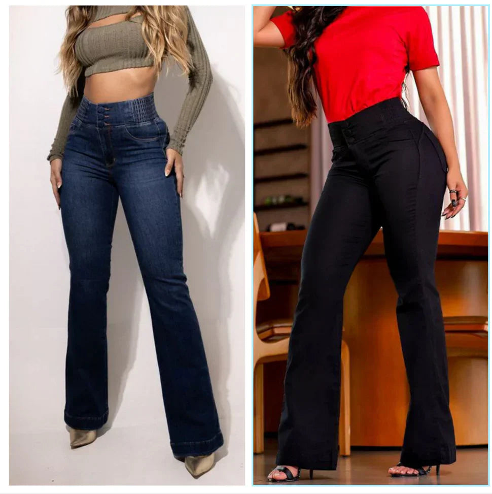 👖 Pantalon évasé taille haute extensible - Le best-seller confort ! 🔥