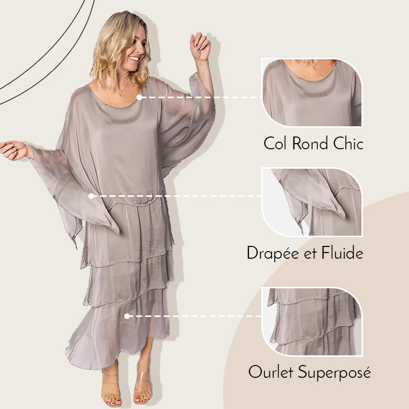 🌺 50 % DE RÉDUCTION💐Élégante robe en maille à col rond et motif floral
