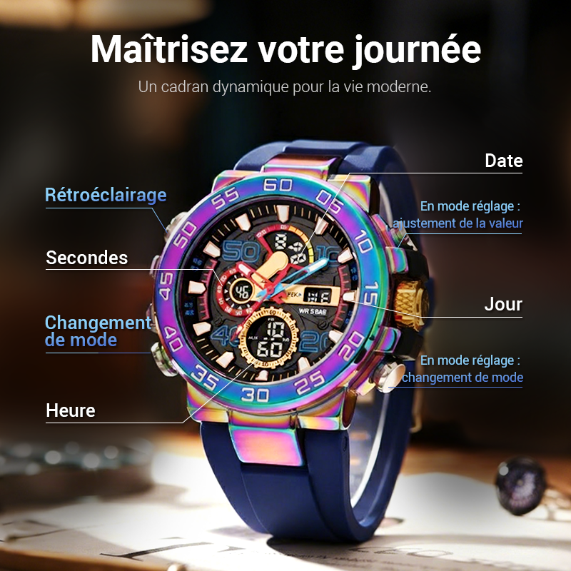 Montre digitale multifonctionnelle LED étanche