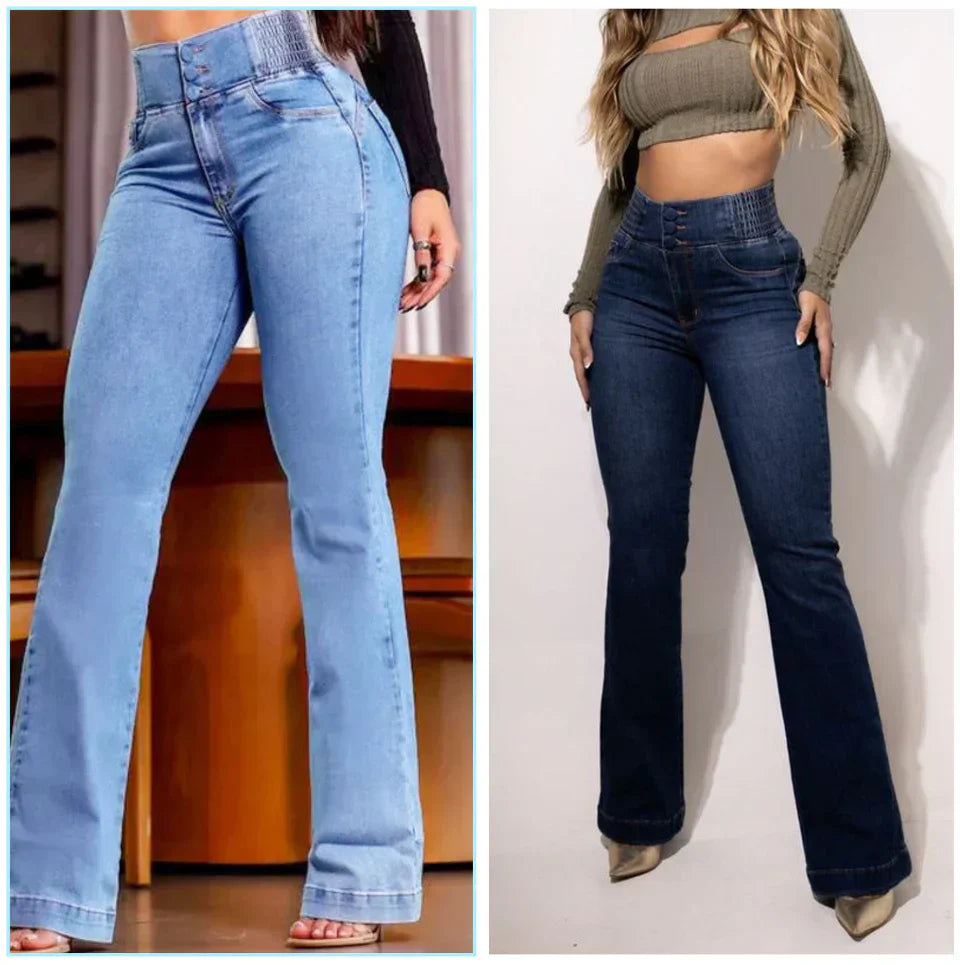👖 Pantalon évasé taille haute extensible - Le best-seller confort ! 🔥