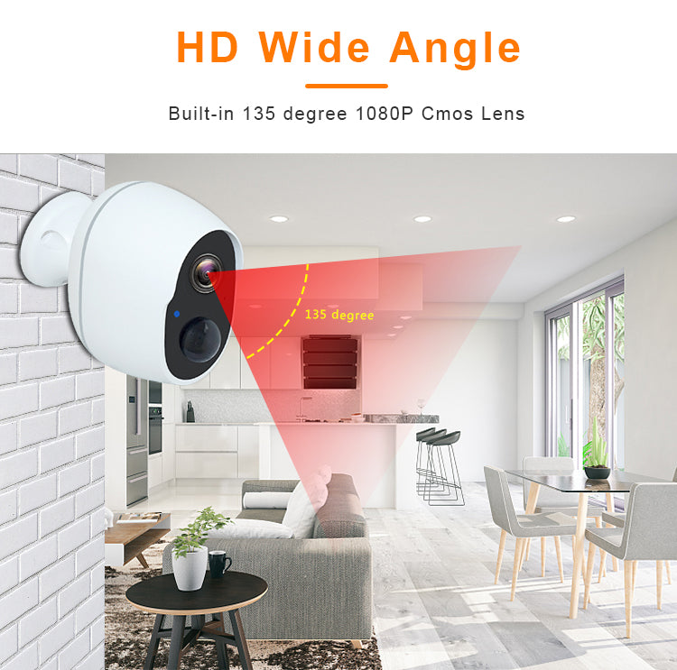 Caméra de Sécurité Domestique Intelligente Sans Fil WiFi avec Commande à Distance par Téléphone et Vidéo HD