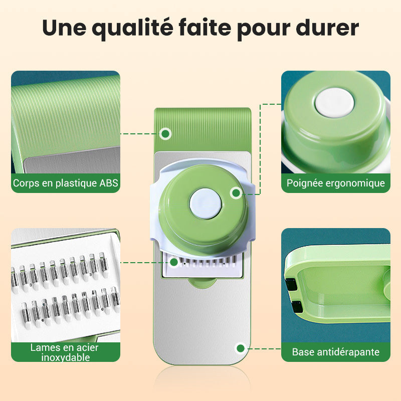 🎁50 % DE RÉDUCTION 🍓 Coupe-légumes multifonctionnel – 5 lames interchangeables, gain de temps & sécurité maximale ✨🥕