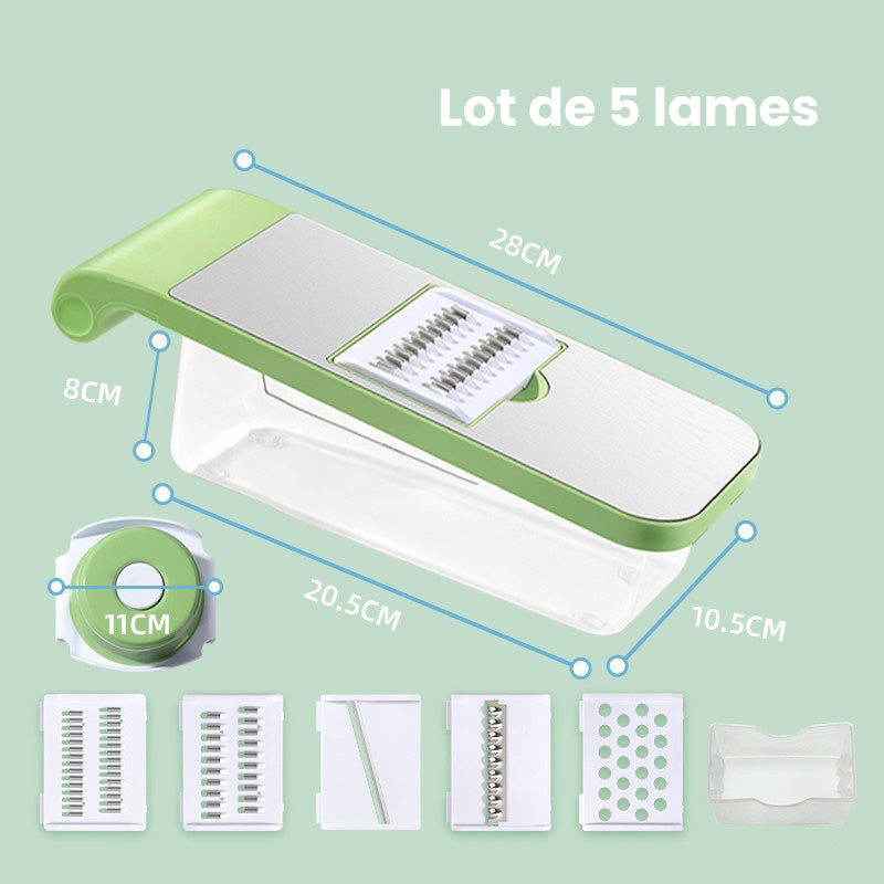 🎁50 % DE RÉDUCTION 🍓 Coupe-légumes multifonctionnel – 5 lames interchangeables, gain de temps & sécurité maximale ✨🥕