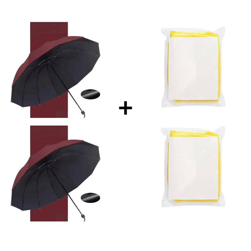 Grand Parapluie Pliable Résistant au Vent à 12 Baleines