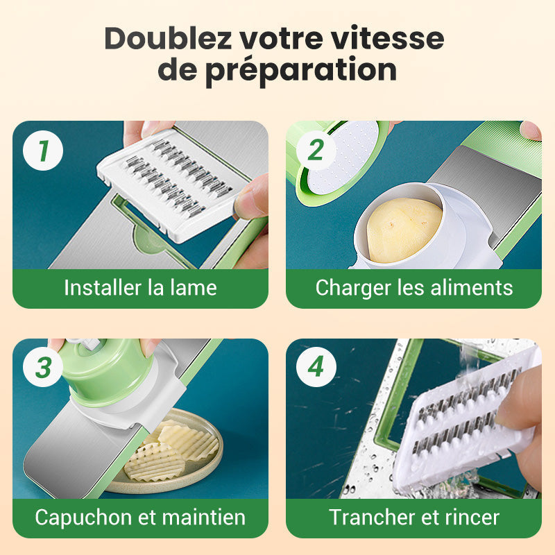 🎁50 % DE RÉDUCTION 🍓 Coupe-légumes multifonctionnel – 5 lames interchangeables, gain de temps & sécurité maximale ✨🥕