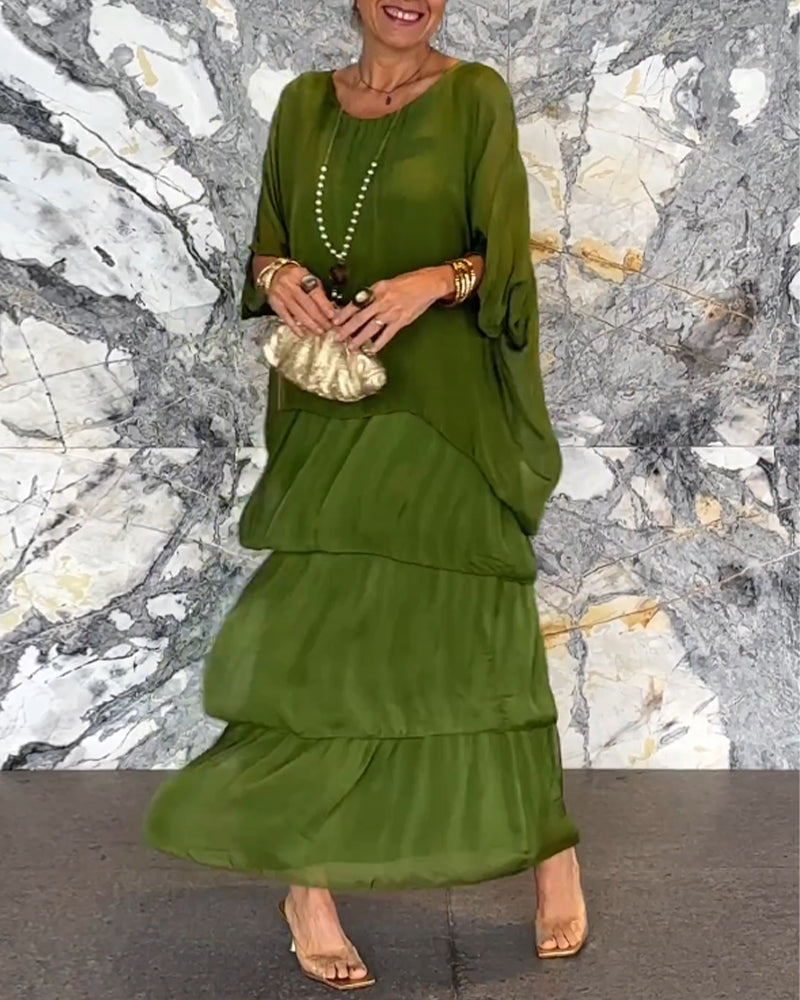 🌺 50 % DE RÉDUCTION💐Élégante robe en maille à col rond et motif floral