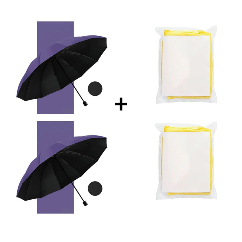 Grand Parapluie Pliable Résistant au Vent à 12 Baleines