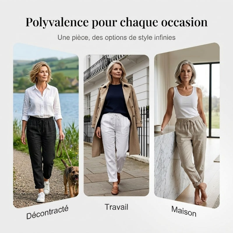 Pantalon décontracté à jambe droite de couleur unie