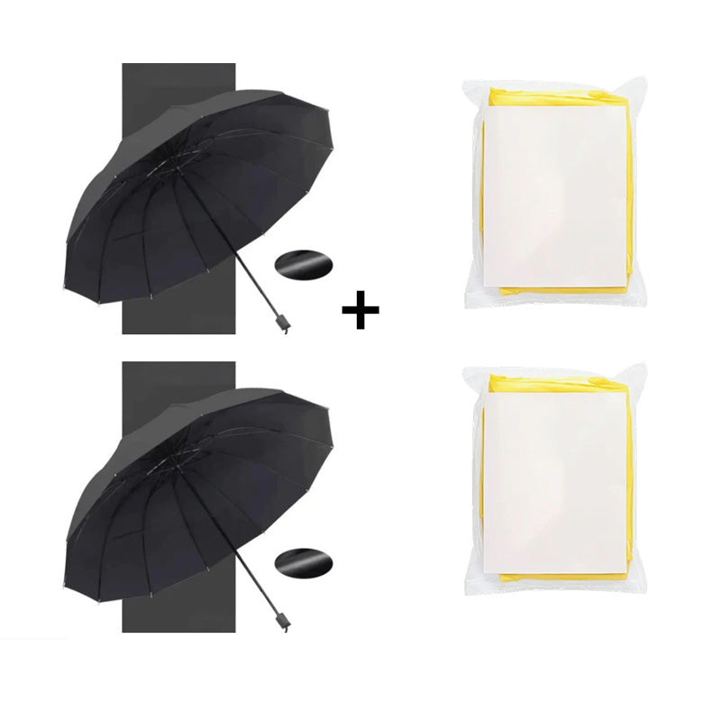 Grand Parapluie Pliable Résistant au Vent à 12 Baleines