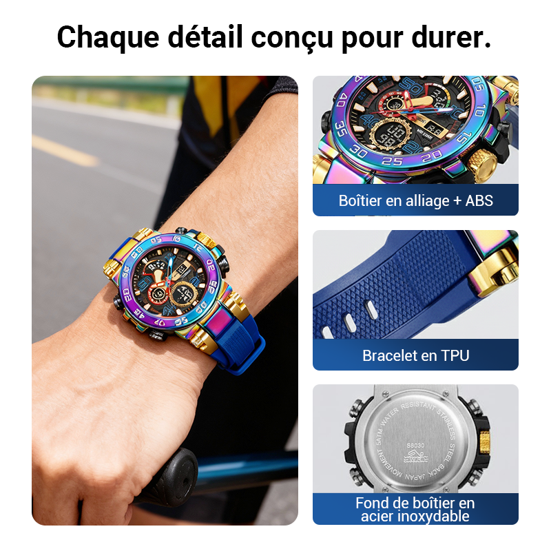 Montre digitale multifonctionnelle LED étanche
