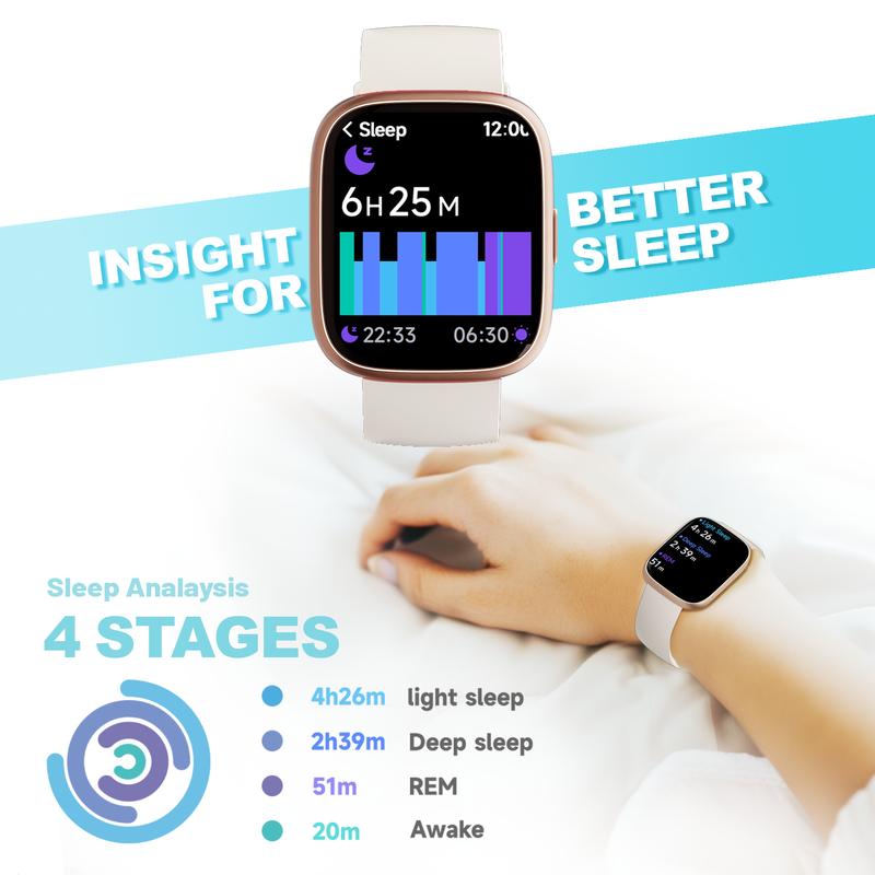 Montre connectée étanche IP68 pour femmes et hommes : bracelet d’activité, répondre/passer des appels, suivi du sommeil, 100 modes sportifs, podomètre