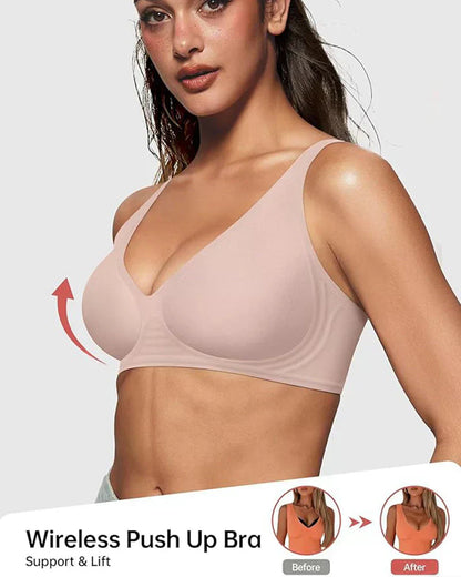 🍃 Vente chaude d'été 50% de réduction ⏰ Deep V Plunge Push-up sans fil sans couture Jelly Bra