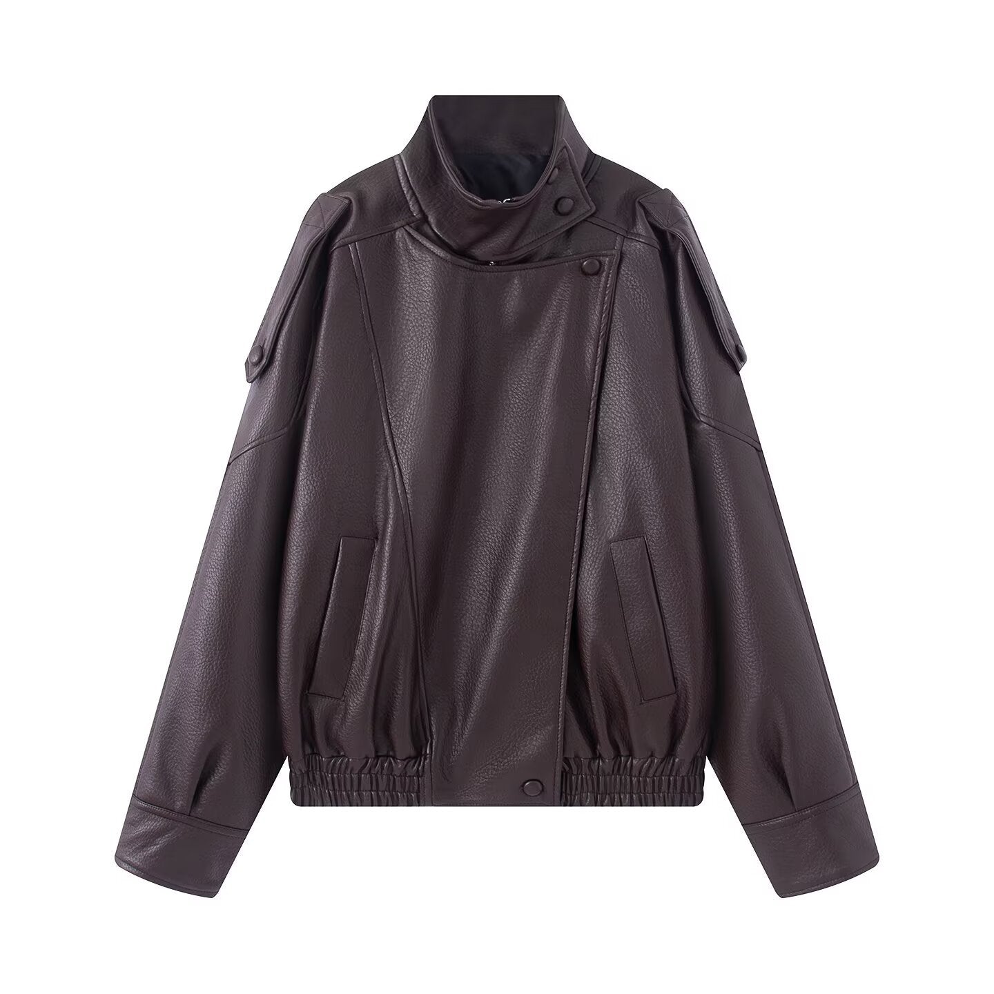 🖤 60% DE RÉDUCTION ! 🏍️ Veste Moto en Similicuir Noir – Style Audacieux, Coupe Surdimensionnée & Fermeture Éclair Argentée ✨