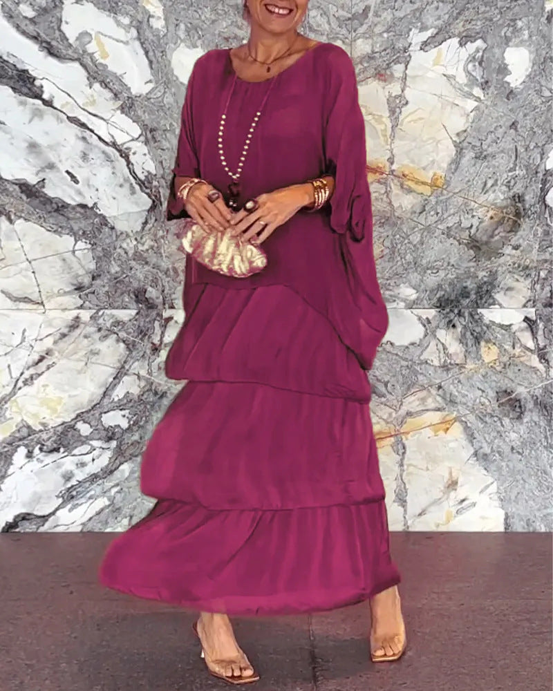 🌺 50 % DE RÉDUCTION💐Élégante robe en maille à col rond et motif floral