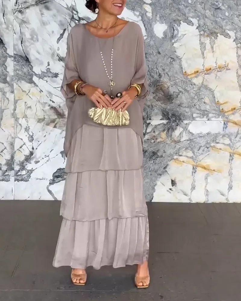 🌺 50 % DE RÉDUCTION💐Élégante robe en maille à col rond et motif floral