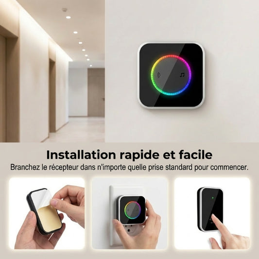 Sonnette Sans Fil avec Lumière LED à 7 Couleurs