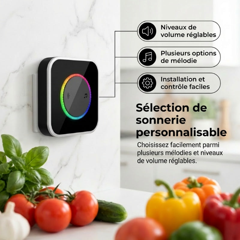 Sonnette Sans Fil avec Lumière LED à 7 Couleurs