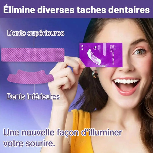 💥Promotion annuelle sur les emballages améliorés🦷 Blanchiment Dentaire Professionnel à Domicile 🌿 Des bandes efficaces et sûres pour un sourire éclatant.
