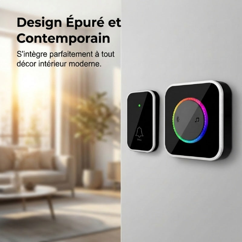 Sonnette Sans Fil avec Lumière LED à 7 Couleurs