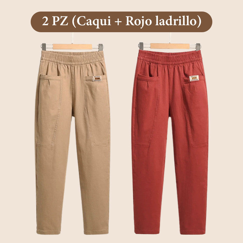 💝Pantalones de Algodón para Mujer con Cintura Elástica - ENVÍO GRATIS