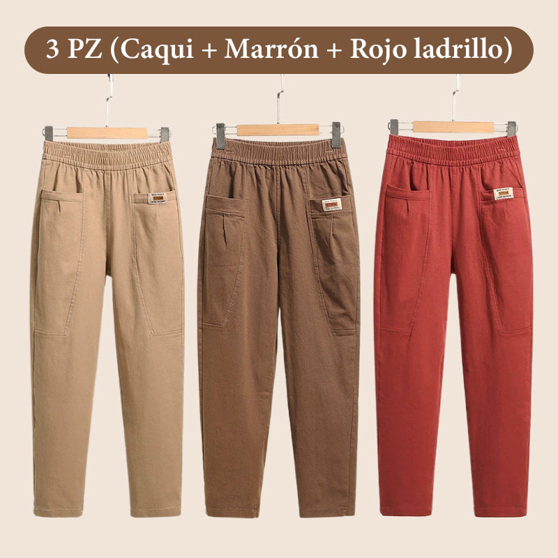 💝Pantalones de Algodón para Mujer con Cintura Elástica - ENVÍO GRATIS