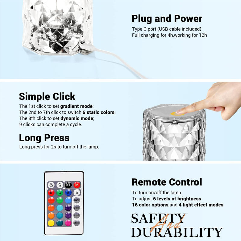 🎁Dernier jour pour l'offre ! -60 %💥🎁Lampe en cristal Touch Rose