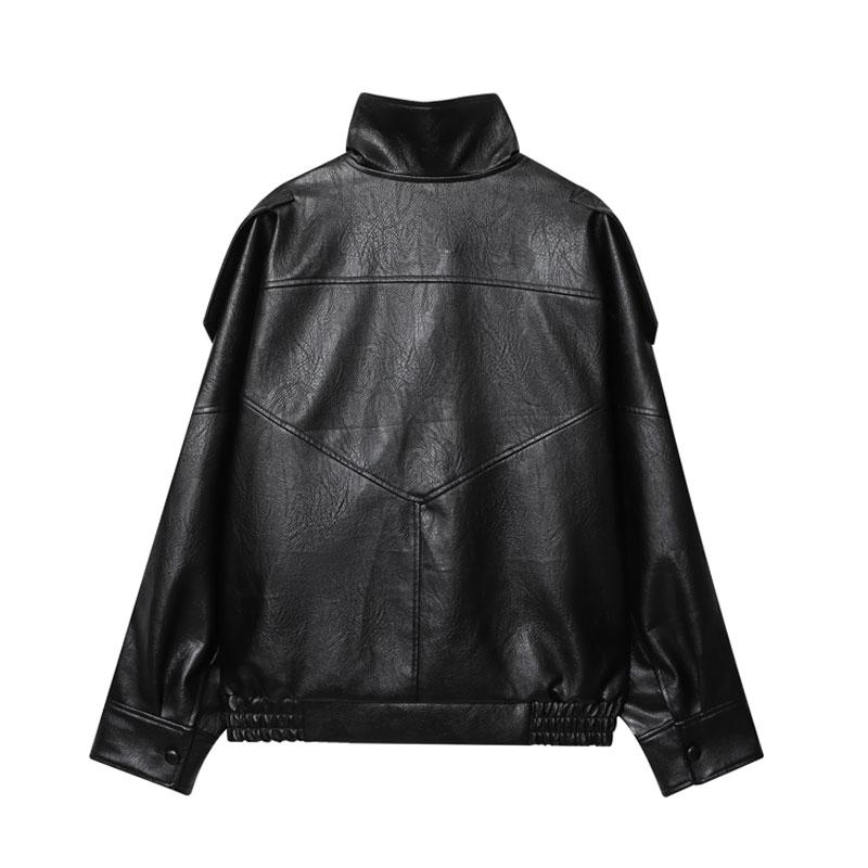 🖤 60% DE RÉDUCTION ! 🏍️ Veste Moto en Similicuir Noir – Style Audacieux, Coupe Surdimensionnée & Fermeture Éclair Argentée ✨