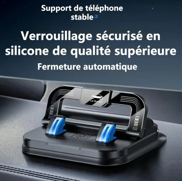 Support de téléphone pour voiture avec ventouse puissante – Rotation à 360°, angles de vision réglables, support antidérapant pour tous les téléphones.